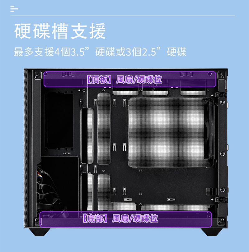 槽支援最多支援4個35硬碟或3個2.5”硬碟頂板】風扇/硬碟.【風扇/硬碟位