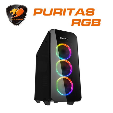 COUGAR 美洲獅 PURITAS RGB 專業玩家四面全透鋼化玻璃側蓋 電競機箱中塔機箱