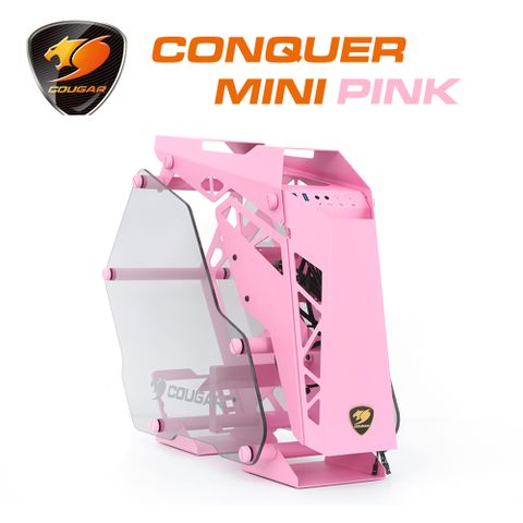 【COUGAR 美洲獅】CONQUER MINI PINK 開放式電腦機殼 小粉紅征服者