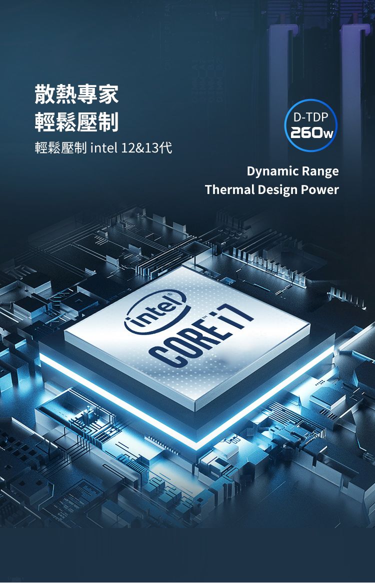 散熱專家輕鬆壓制輕鬆壓制 intel 12&amp;13代D-TDPDynamic RangeThermal Design PowerCORE