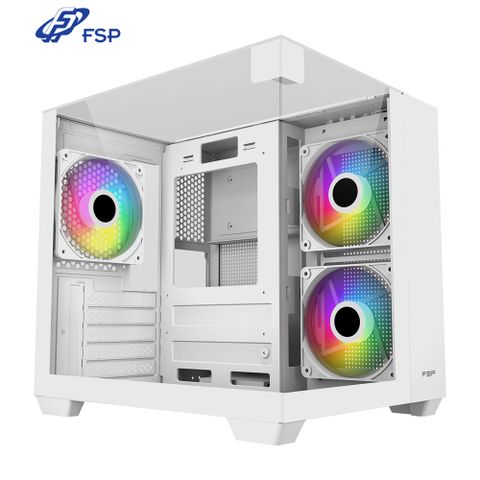 FSP 全漢 S190-WA  ARGB 風扇 海景房 M-ATX 白色 電腦機殼