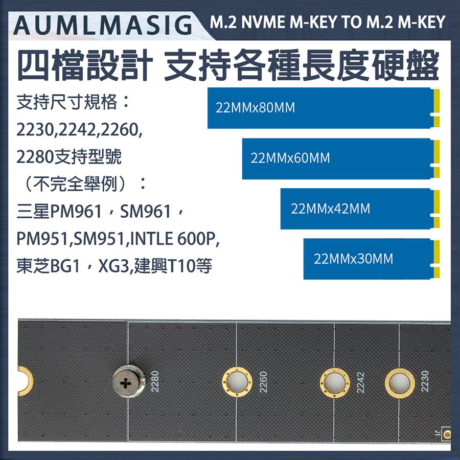 AUMLMASIG 全通碩 下單免運送達  M.2 M-KEY SSD 轉接板 保護板 測試板 2280 NVME  SSD 主機板M.2 PCI-E 適用於主機板M.2插槽測試或M.2硬碟測試用 金手指+插槽保護神 任意插拔煥然一新
