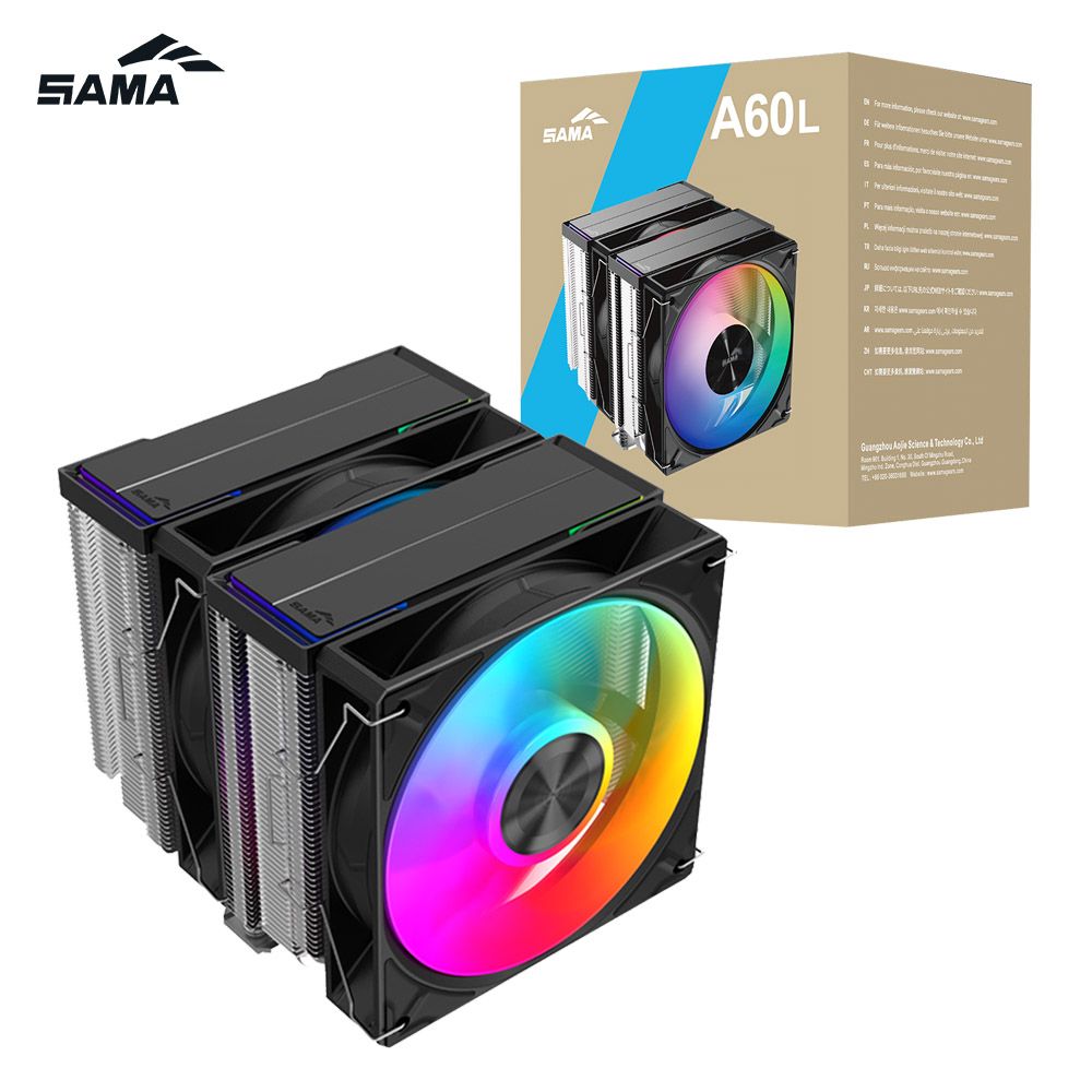 SAMA 先馬A60L 雙塔ARGB 雙風扇6根熱導管CPU 散熱器- PChome 24h購物