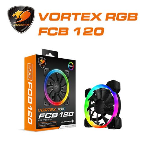 COUGAR 美洲獅 VORTEX RGB FCB 120 散熱風扇 強大的LED風扇為您的PC增添耀眼的燈光效果並提升散熱表現