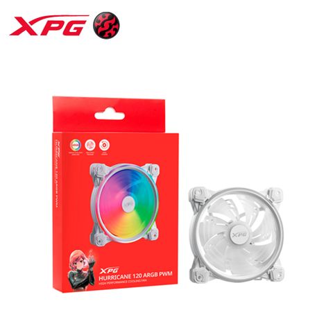 XPG 威剛 HURRICANE 120 ARGB  PWM White 颶風120 白色 機殼 風扇組 (二入)