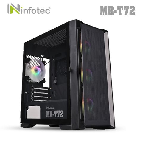 infotec【MR-T72 USB3.0】幻彩ARGB 4風扇 遊戲機殼-黑色