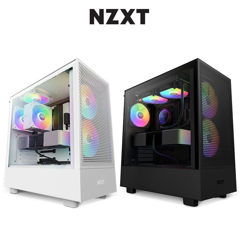 NZXT 恩傑  H5 FLOW RGB 電腦機殼 黑/白+ Kraken Z53 RGB 液晶水冷 黑