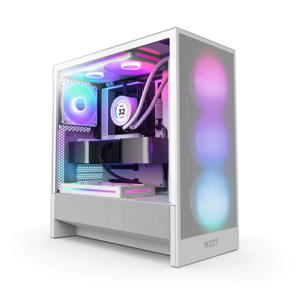 NZXT 恩傑 【NZXT美商恩傑】ALL NEW H5 FLOW RGB 純白/純黑(2024新/隱藏式電源/無腳墊/內建360一體扇與靜音扇)