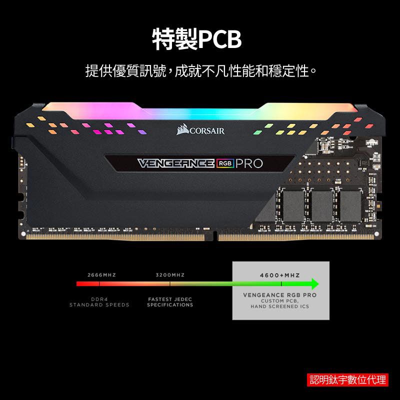 CORSAIR海盜船】VENGEANCE RGB PRO 16GB (2 x 8GB) DDR4 DRAM 3600MHz