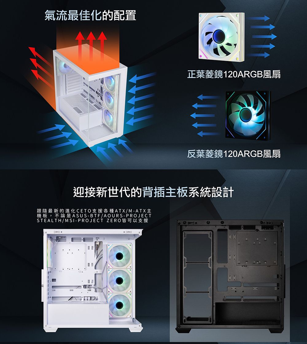 BitFenix 火鳥CETO ARGB (B) ATX 海景房背插式電腦機殼- PChome