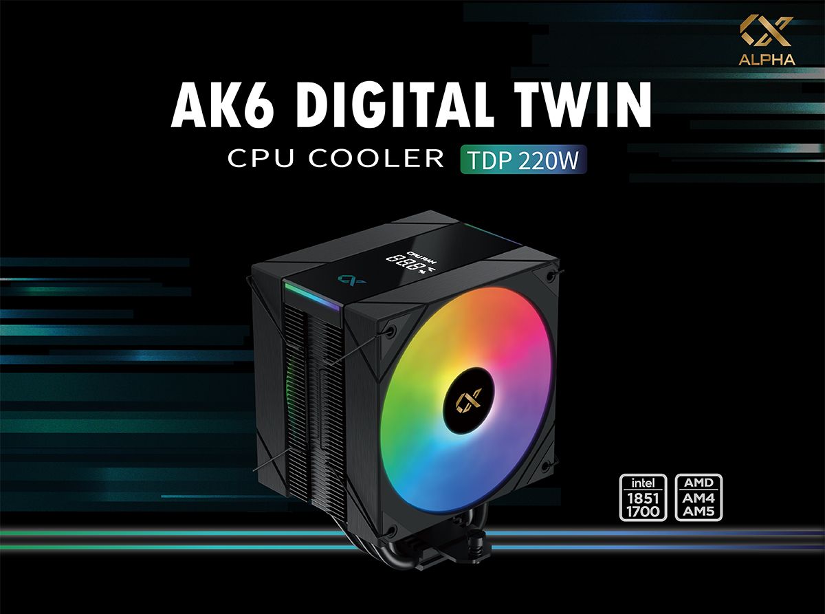 AK6 DIGITAL TWINCPU COOLER TDP 220WintelAMD1851AM41700AM5ALPHA