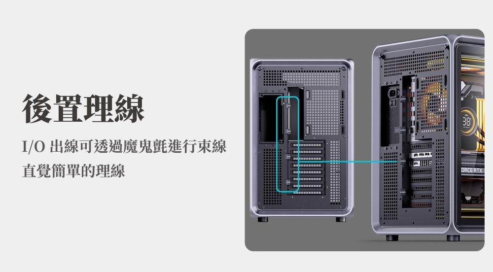 後置理線I/O 出線可透過魔鬼氈進行束線直覺簡單的理線38 RTX