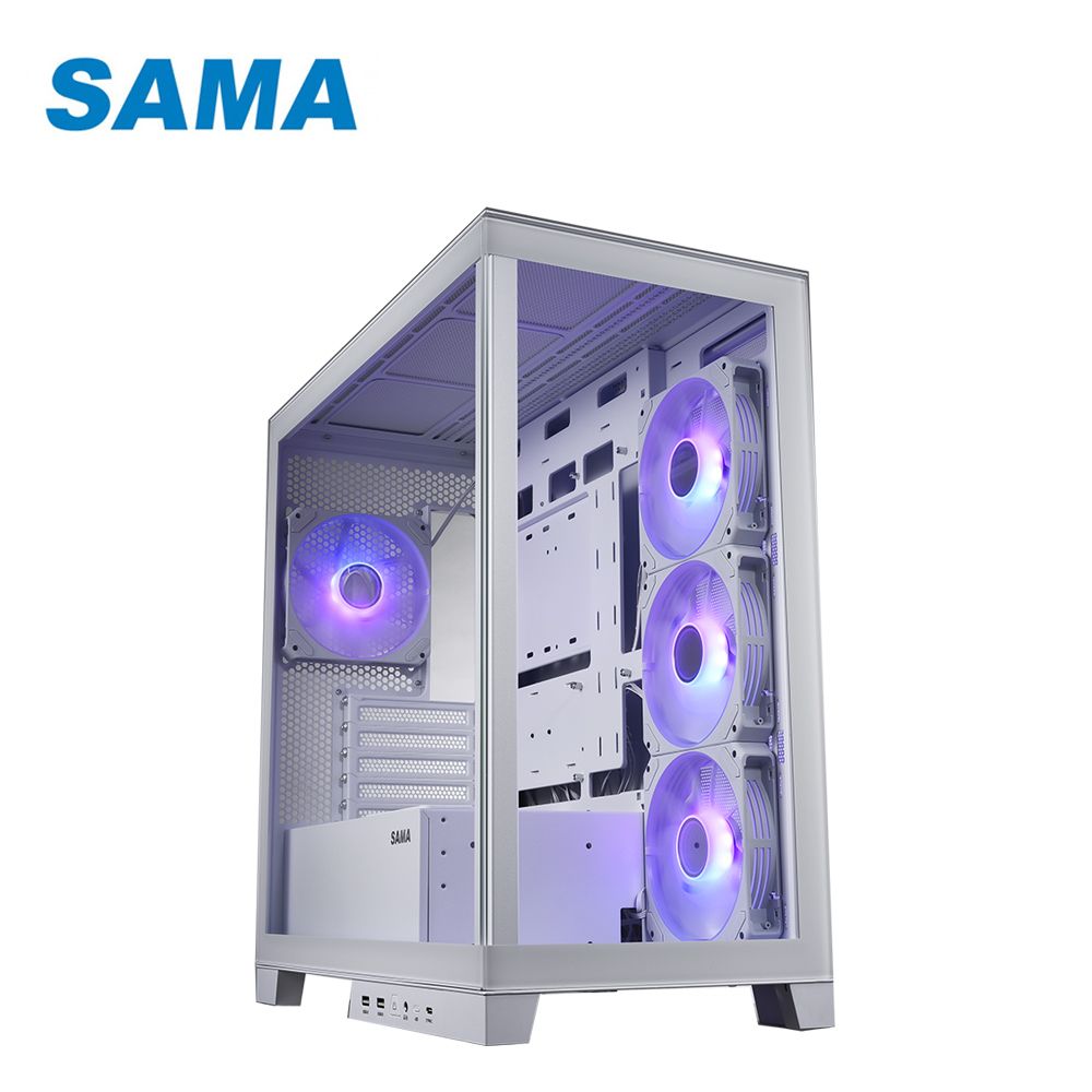 SAMA 先馬   SAK702(W) 新鏡界 白色 M-ATX / ITX 雙玻璃 背插式 電腦機殼