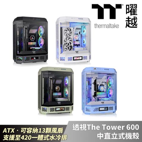 Thermaltake 曜越 透視The Tower 600 中直立式機殼 ATX可容納13顆風扇 支援至420一體式水冷排