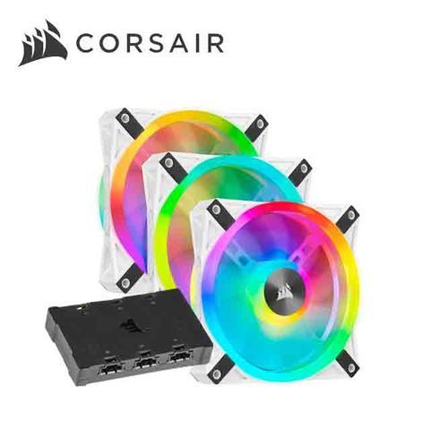 海盜船 CORSAIR QL120 120mm RGB 風扇-白 x3 + Lighting Node PRO控制器