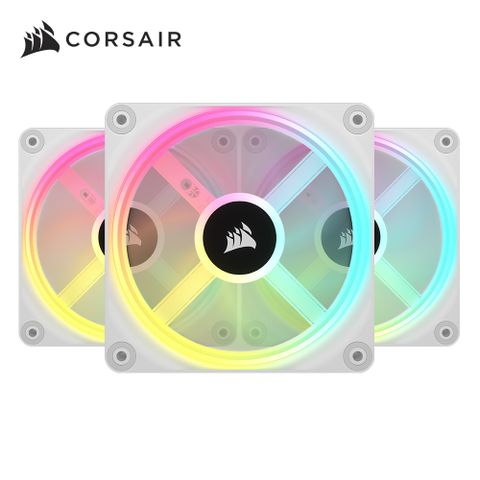 海盜船 CORSAIR iCUE LINK QX120 RGB白風扇*3+控制器