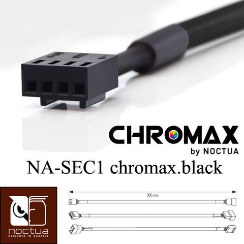 Noctua NA-SEC1 chromax.black 30公分4Pin PWM風扇電源延長線(黑-4枚裝)