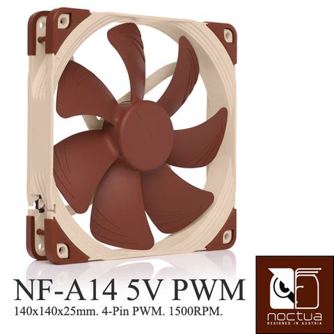 Noctua NF-A14 5V PWM SSO2 磁穩軸承 AAO 防震靜音扇-5V版本