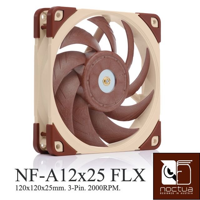 Noctua  NF-A12x25 FLX 2000/1700/1350 RPM SSO2 磁穩軸承 AAO 防震靜音扇