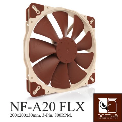 Noctua NF-A20 FLX 800/550 RPM SSO2 磁穩軸承 AAO 防震靜音扇