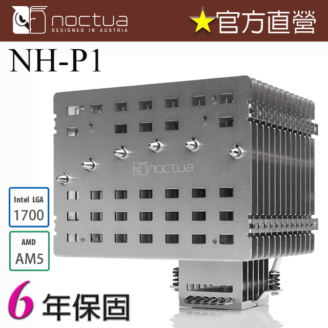 貓頭鷹Noctua NH-P1六導管無風扇 被動式CPU散熱器 不擋記憶體顯示卡