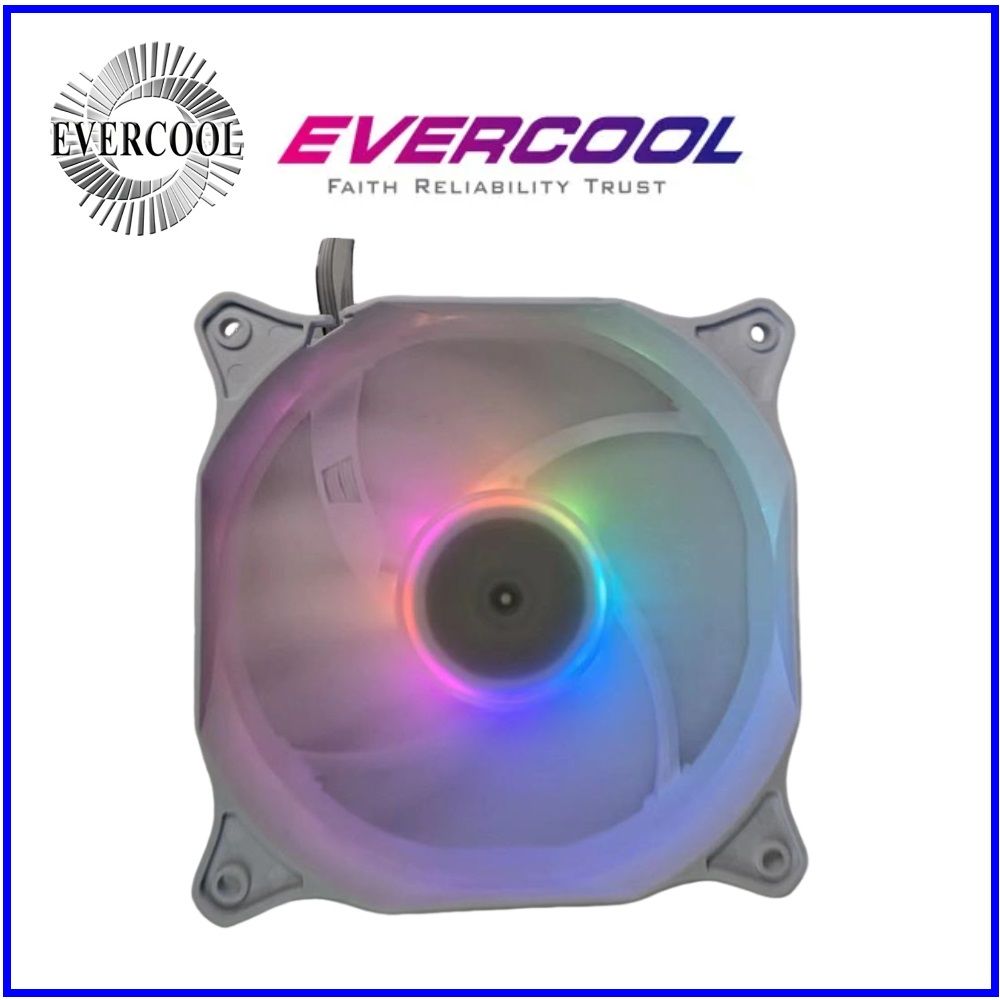 EVERCOOL  DC12V 12公分主機板色控8LED ARGB風扇 (白框)