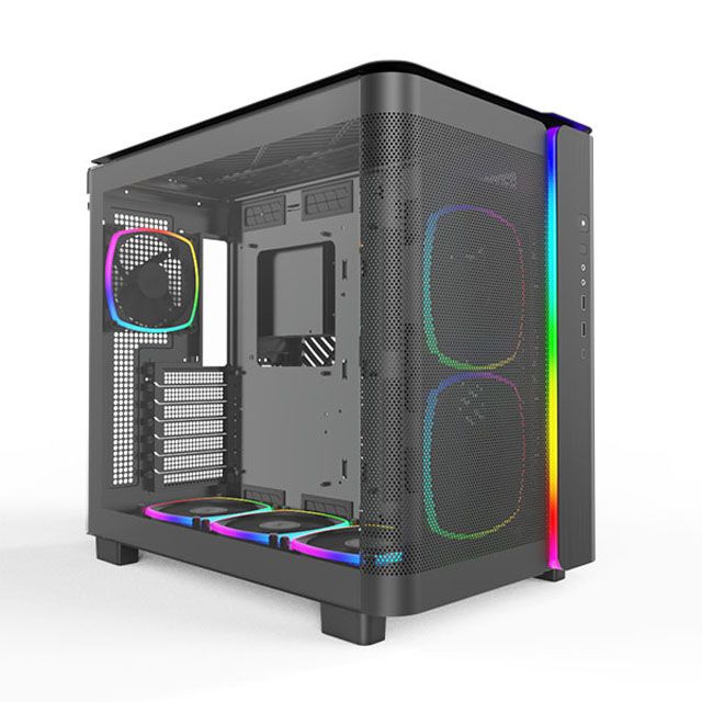 MONTECH (君主) KING 95 PRO BLACK 電腦機殼 (黑) 內含ARGB風扇*6/TYPE-C/曲面全景玻璃