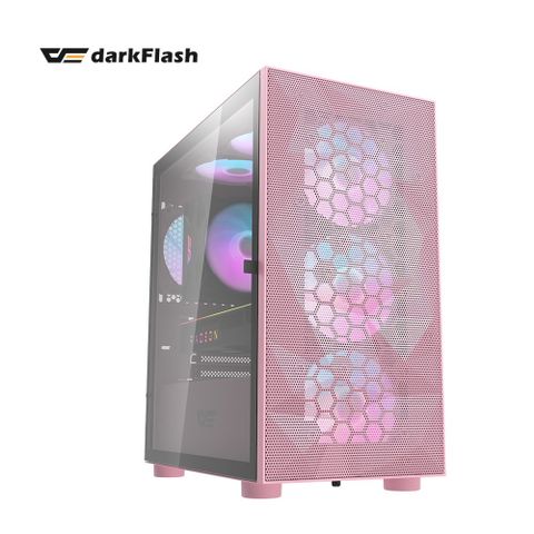 darkFlash 大飛 DLM21 粉色 (鐵網版)M-ATX (預鎖四顆12公分ARGB風扇)電腦機殼