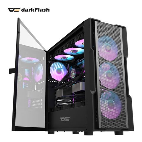 darkFlash 大飛 DK431 黑色 ATX (含4顆CL6可同步主板風扇)電腦機殼