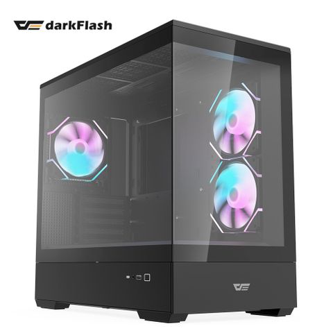 darkFlash 大飛 MOTI 鏡之島 M-ATX 機殼(含ARGB風扇*3) 黑色