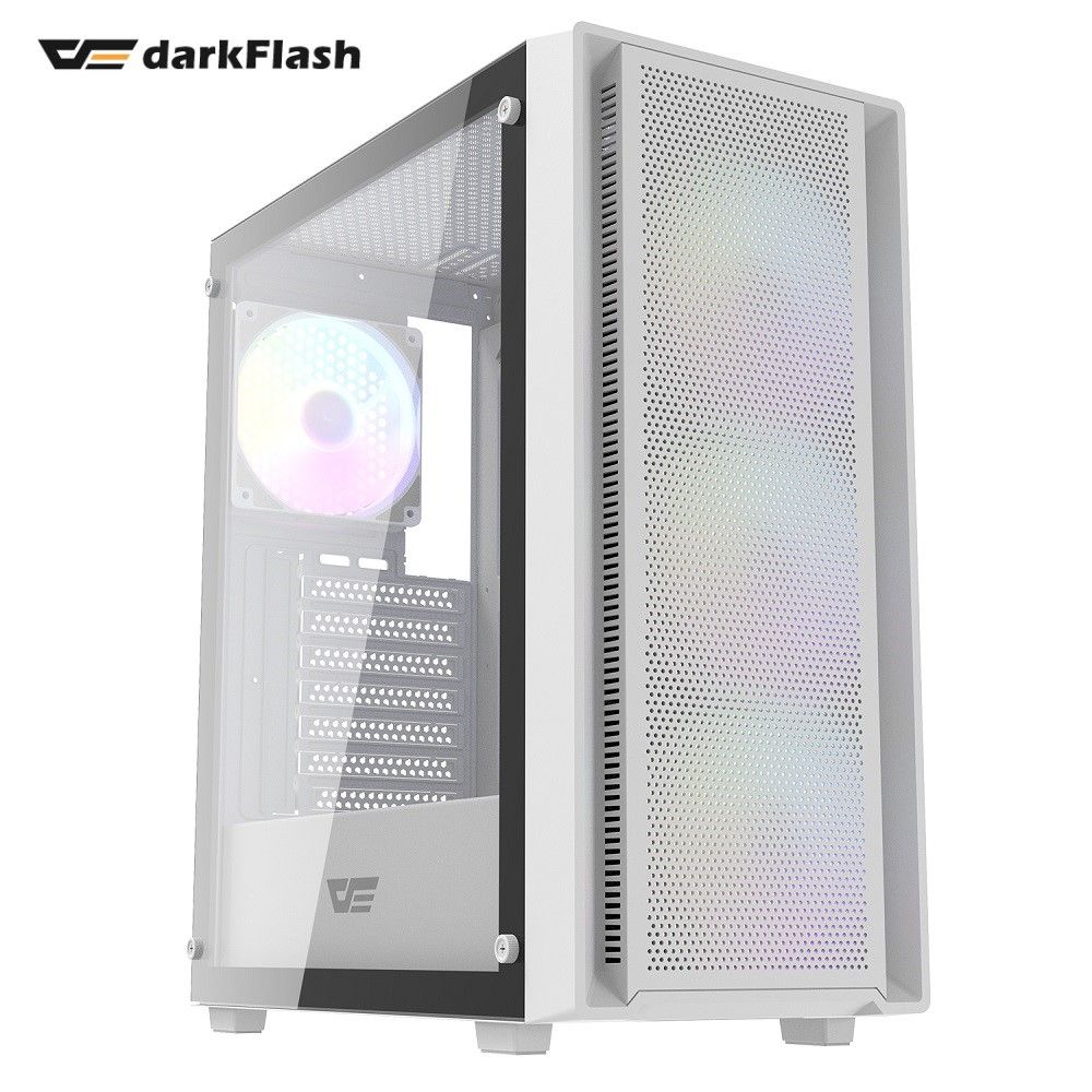 darkFlash 大飛  DK353 白色 ATX (含固光風扇*4可關燈) 電腦機殼