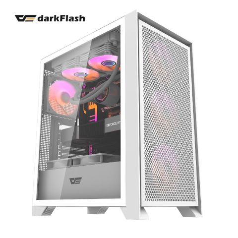 darkFlash 大飛 DRX70 白色 MESH ATX機殼 (含4顆ARGB風扇)