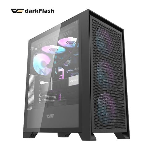 darkFlash 大飛 DRX70 黑色 MESH ATX機殼 (含4顆ARGB風扇)