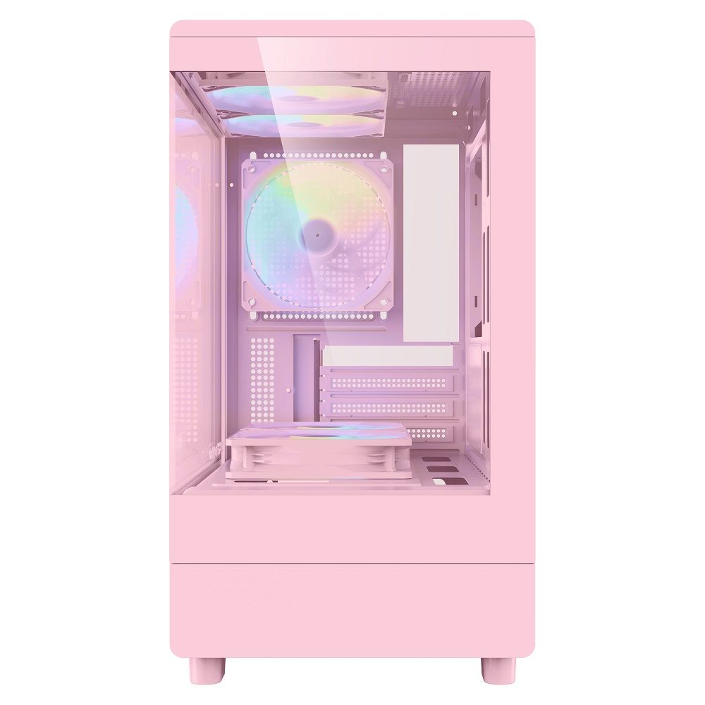 darkFlash 大飛 MOTI Mini 鏡之小島 M-ATX 粉色機殼 (標配5顆固光風扇, 可關燈)