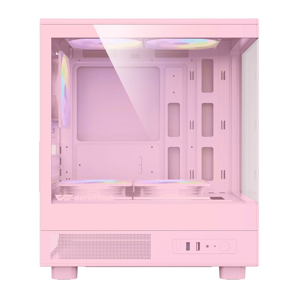 darkFlash 大飛 MOTI Mini 鏡之小島 M-ATX 粉色機殼 (標配5顆固光風扇, 可關燈)