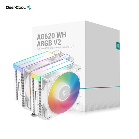 DEEPCOOL 九州風神 AG620 WH ARGB V2 白色 雙塔 雙風扇 六導管 支援 LGA1851 AM5 CPU 散熱器