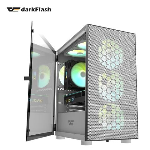 darkFlash大飛 DLM21 白色 (鐵網版)M-ATX (預鎖四顆12公分ARGB風扇)電腦機殼