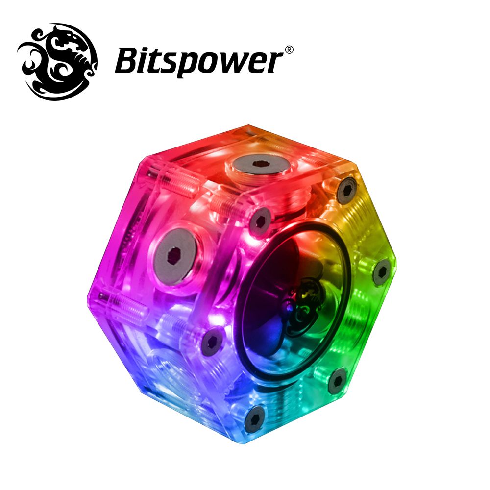 Bitspower 六角造型多向連通型水流計Digital RGB 燈效