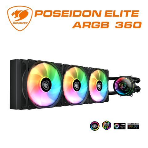 COUGAR 美洲獅 POSEIDON ELITE ARGB 360 黑色 一體式水冷散熱器