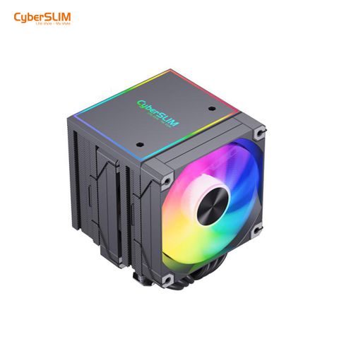 CyberSLIM CS120 TURBO ARGB 6導管雙塔雙風扇 CPU 散熱器 黑色