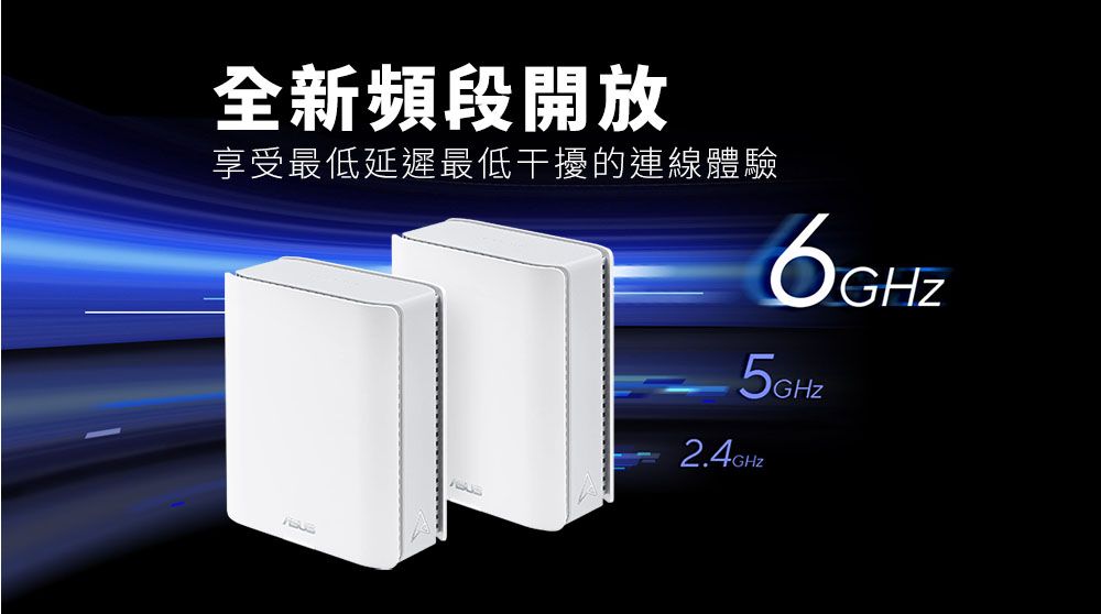 全新頻段開放享受最低延遲最低干擾的連線體驗5GHz2.4GHz