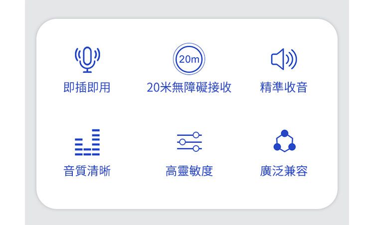 20m即插即用20米無障礙接收精準收音音質清晰高靈敏度廣泛兼容