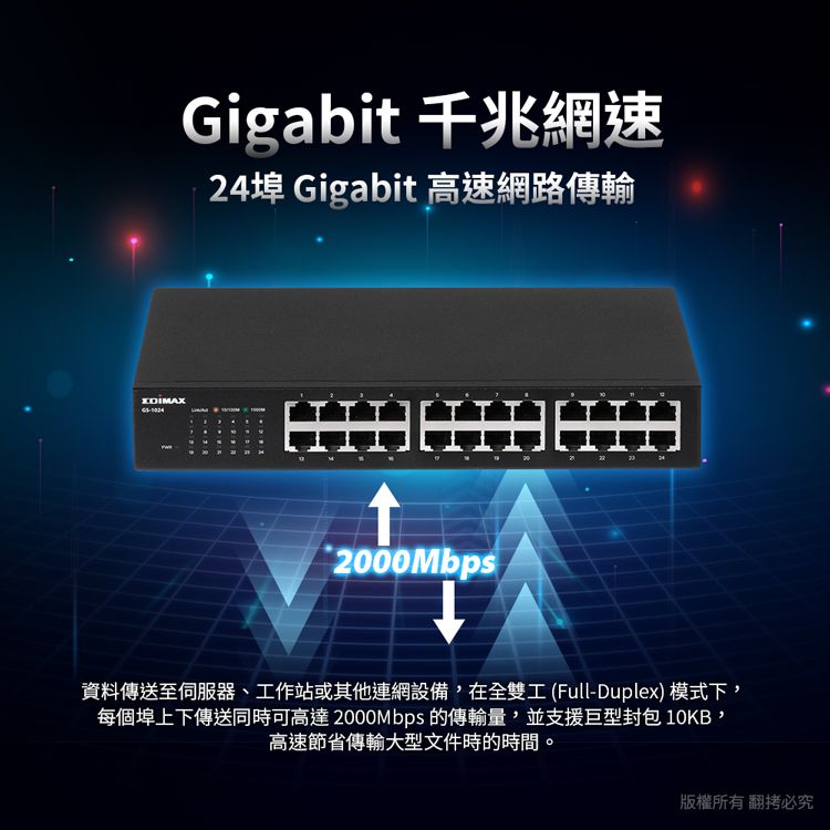 Edimax 訊舟   GS-1024 24埠Gigabit網路交換器