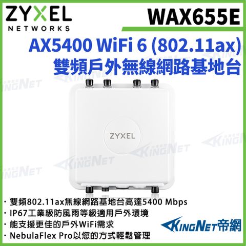 【ZYXEL合勤】帝網監視器 WAX655E AX5400 WiFi 6 雙頻戶外無線網路基地台 分享器 AP