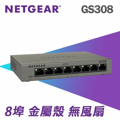 (兩入組合)NETGEAR GS308 - 8埠 10/100/1000M Gigabit Ethernet Switch 高速交換式集線器
