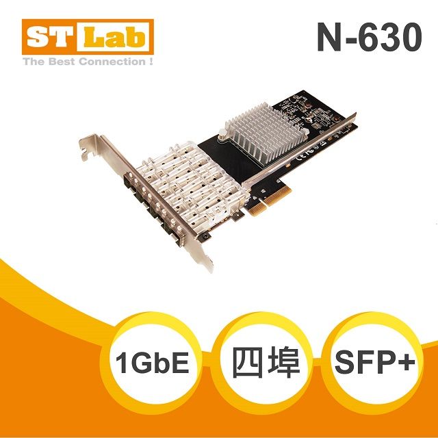 ST-Lab 1GbE 4埠SFP光纖網路卡(N-630)