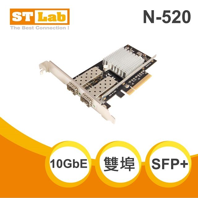 ST-Lab 10GbE 2埠SFP+光纖網路卡(N-520)