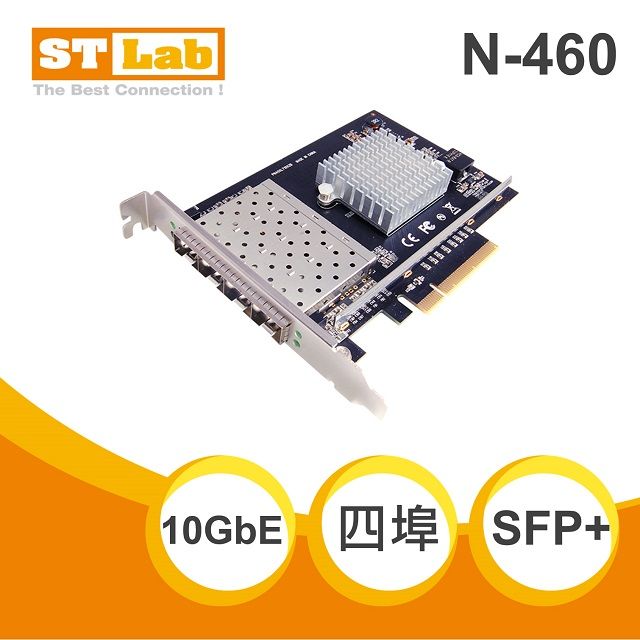 ST-Lab 10GbE 4埠 SFP+光纖網路卡(N-460)