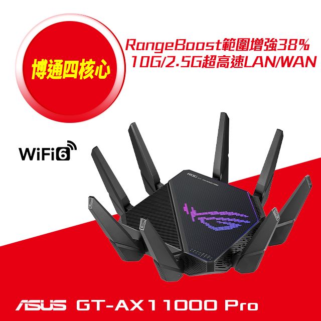 ASUS 華碩ROG Rapture GT-AX11000 Pro 802.11ax ROG旗艦機皇AX11000 三