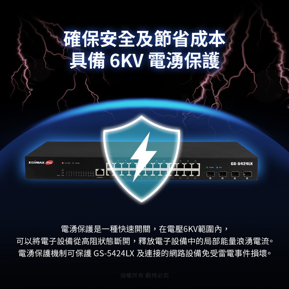 Edimax 訊舟 28埠Gigabit智慧型網路管理交換器(含4埠10 Gigabit SFP+傳輸埠) (台灣製)